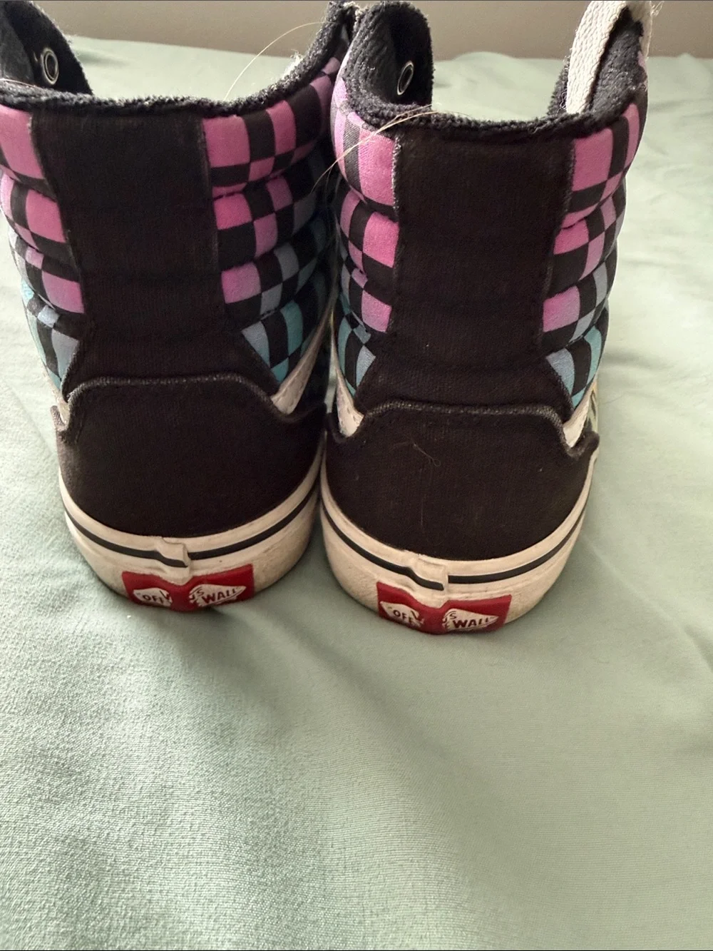 Vans Kids Black Slip-On & High-Top Sneakers with Multicolor Checker Trim